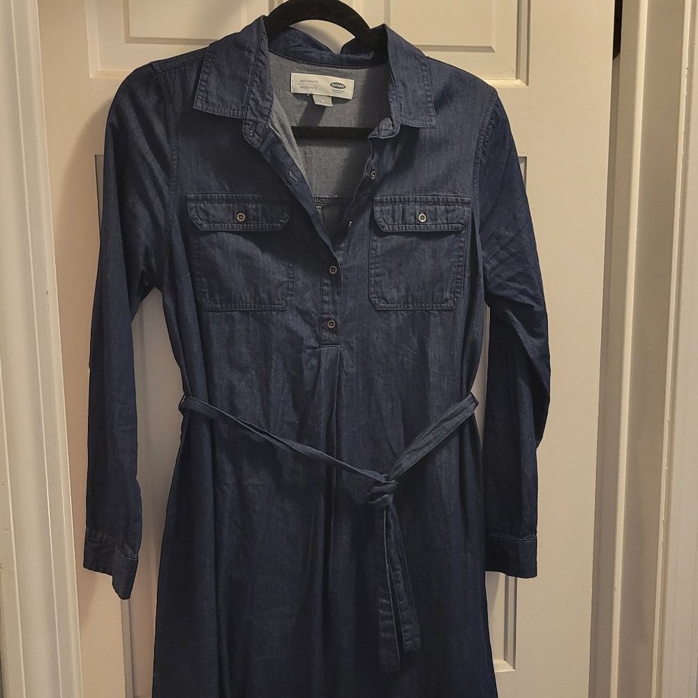 Long sleeve Chambray Maternity Dress